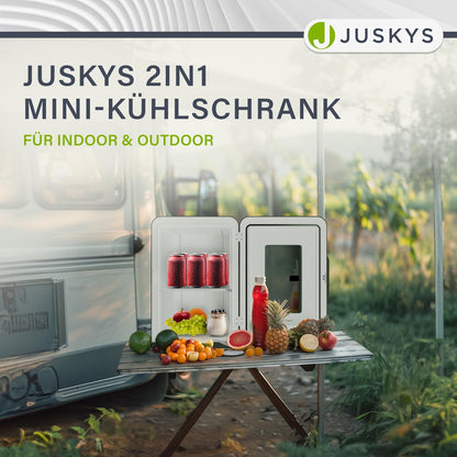 Juskys 2in1 Mini Kühlschrank Minibar 15L Schwarz - Heizfunktion