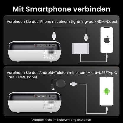 HAPPRUN H1 Mini Beamer Full HD mit Bluetooth und Lautsprecher