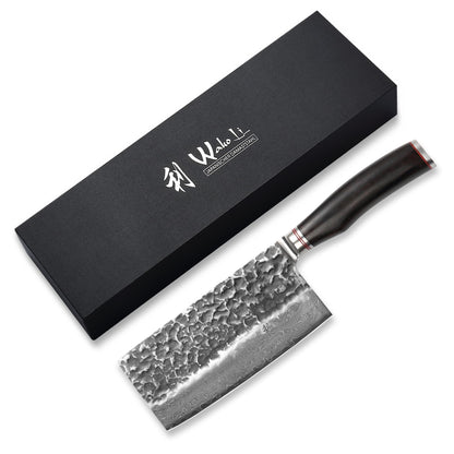 Wakoli EBO Premium Blockmesser 17.5cm Damast Eichenholzgriff