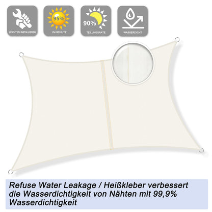 Sunnylaxx Sonnensegel 4x5 m rechteckig, wasserdicht, Creme