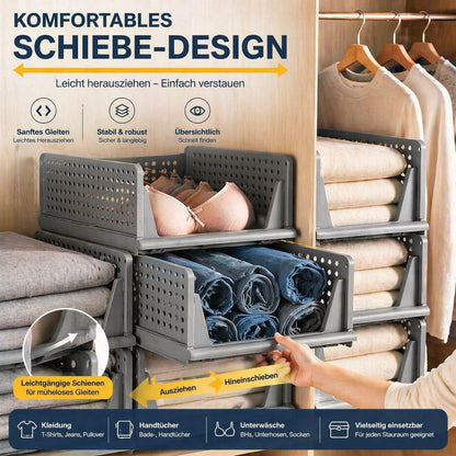 RMAN Kleiderschrank Organizer 4er Set, stapelbare Schubladenbox, grau