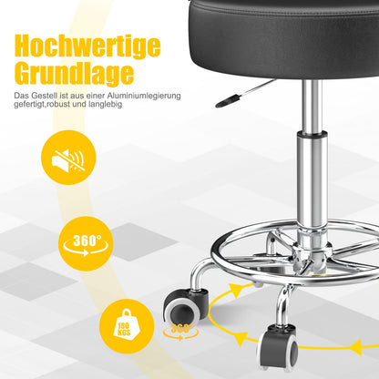 OUTMASTER Rollhocker höhenverstellbar mit Fussstütze, schwarz