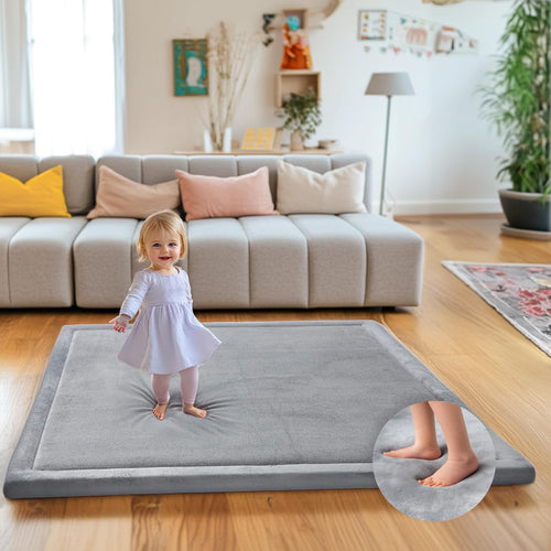 Mallify Spielmatte Baby 127x127 cm – Krabbelmatte mit Memory-Schaum, rutschfeste Unterseite