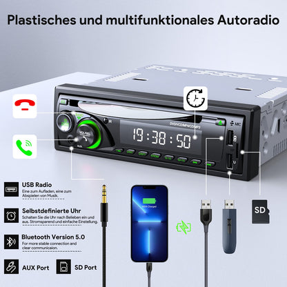 Universal 1DIN Autoradio CD/DVD Bluetooth Freisprech - 9-24V