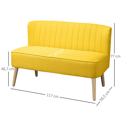 HOMCOM 2-Sitzer Stoffsofa Polstersofa Retro - Gelb