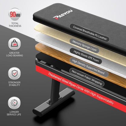 PASYOU PW100 Fitness Hantelbank Flachbank – Heimtraining