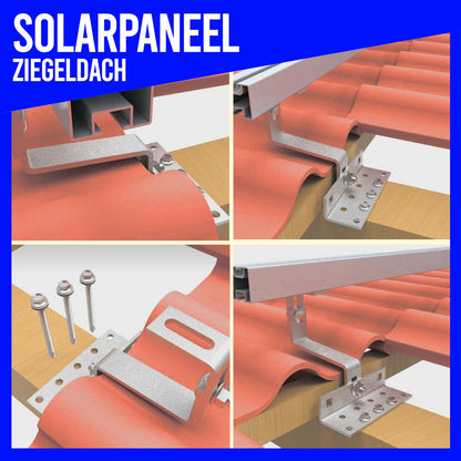 PV Modul Set 2 Module Ziegeldach Halterung 25-40mm