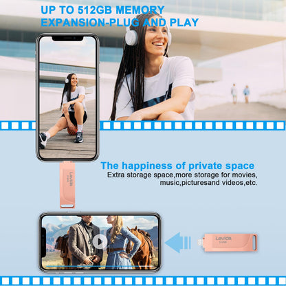 Levida 4-in-1 Photostick Speicherstick 512GB – Hellrosa