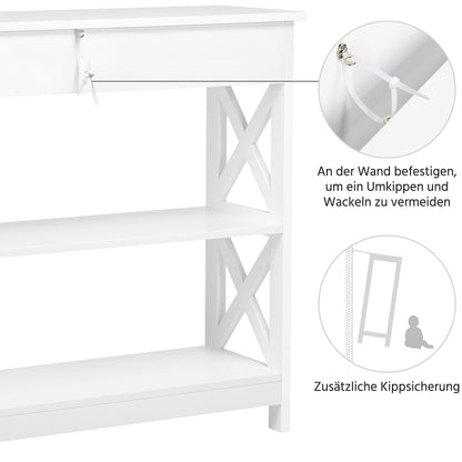Yaheetech Konsolentisch Schublade, 2 Ablagen, X-Beine - 80x30x80cm