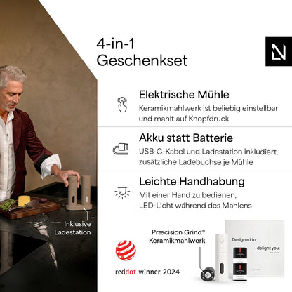 LARS NYSØM Elektrische Gewürzmühlen Set – Geschenkset Black/White
