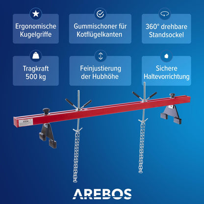 Arebos Motorbrücke 500kg Kotflügeltraverse – 730-1480mm Rot