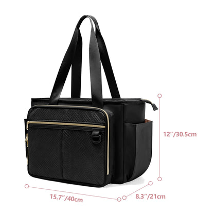 Prokva Lehrertasche mit Akkordeon-Aktenfach - Schwarz