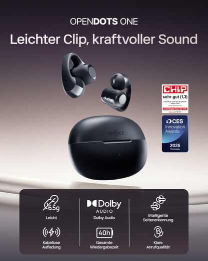 Shokz OpenDots ONE Open-Ear-Kopfhörer Bluetooth, Schwarz