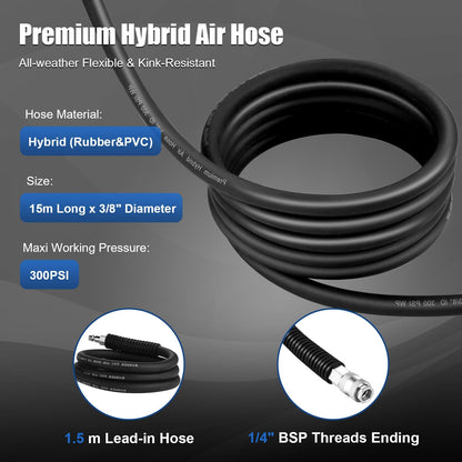 ProfiWerk Automatik Druckluftschlauch Trommel Aufroller 15m Wandmontage