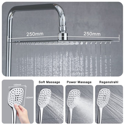 JOHO Regenduschset Edelstahl Chrom 25x25cm eckig ohne Armatur