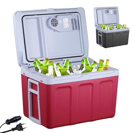 Arebos 40L Mobile Elektro Kühlbox 12/230V – Kühlen & Warmhalten Rot. 40L-Box, mobil für Kühlen/Warmhalten mit 12/230V.