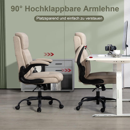 CASTLOVE Ergonomischer Bürostuhl - Stoff Beige 150kg