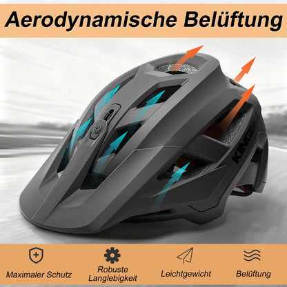 KINGBIKE E-MTB Fahrradhelm NTA-8776 mit Kamerahalterung, Mattschwarz M