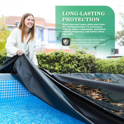 UIRWAY Poolabdeckung 305 cm, 420D Abdeckplane für runde Pools