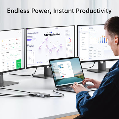 LIONWEI USB-C Dockingstation 13-in-1 Dual Monitor Triple Display