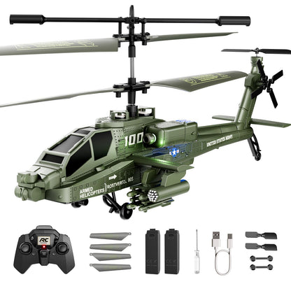 XIKOTEC RC Helikopter Militär, ferngesteuert mit LED, 2 Akkus, grün