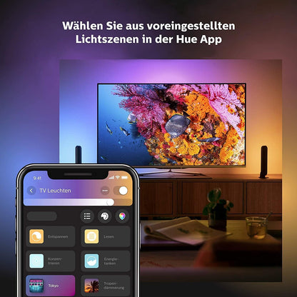 Philips Hue Play Lightbar 2er Pack – Weiss & Farbe inkl. Bridge Schwarz