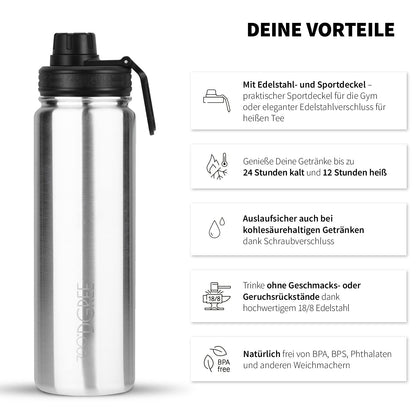 720°DGREE noLimit Edelstahl Trinkflasche 1200 ml, auslaufsicher