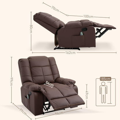 HOMCOM Elektrischer Massagesessel Relaxsessel Kunstleder Braun