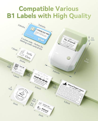 NIIMBOT B1 Etikettendrucker Bluetooth für Etiketten 20-50 mm, Grün