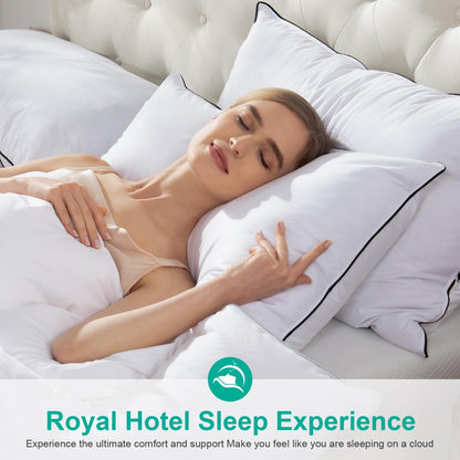 APSMILE Daunenkissen Kopfkissen 40x80 cm – 3 Kammern 2er-Set weiss