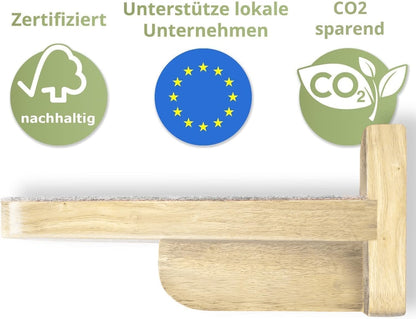 WOOWOOD Kletterwand für Katzen, 3er-Set Katzentreppe Wand, Naturhell