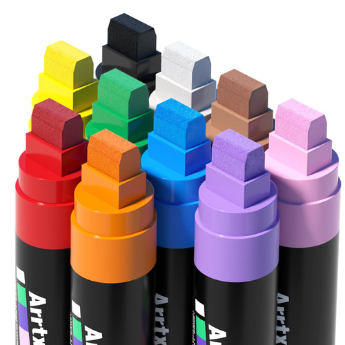 Arrtx Graffiti Acryl Marker Set 15 mm Jumbo-Filzspitze, 10 Farben, Stifte in Box mit zwei Ebenen