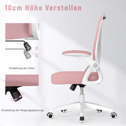 rattantree Ergonomischer Bürostuhl mit Lendenstütze – Rosa