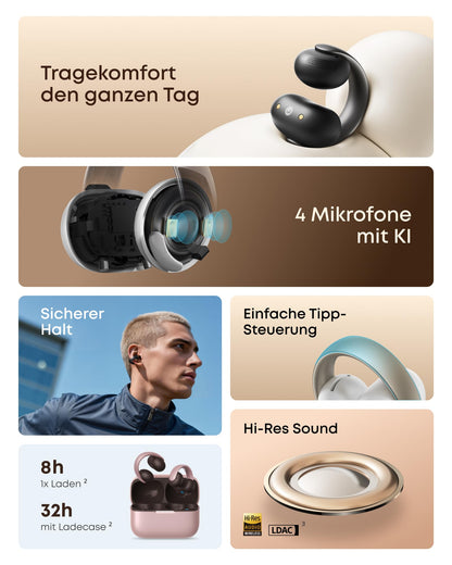 soundcore AeroClip Open-Ear Bluetooth Kopfhörer mit Hi-Res Audio