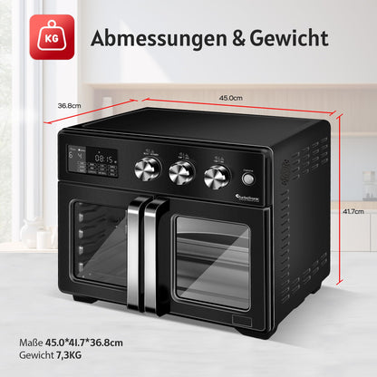 TurboTronic 4in1 Mini Backofen – 32L Heissluftfritteuse Schwarz