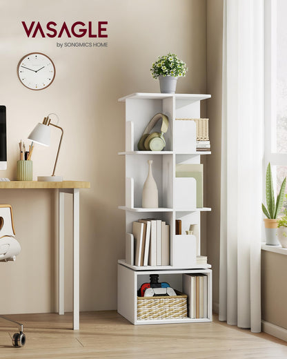 VASAGLE Custos Bücherregal drehbar, 4 Ebenen, Standregal weiss