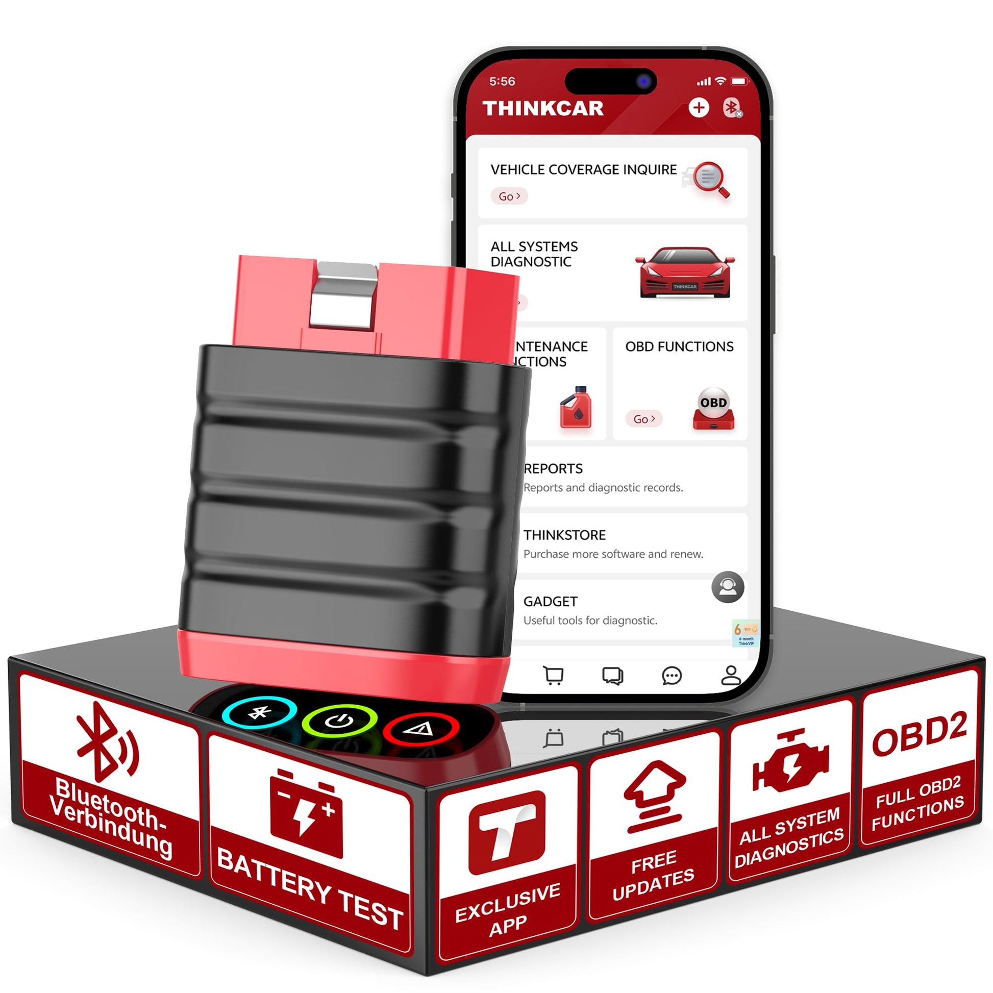 Thinkcar ThinkDiag Mini OBD2 Diagnosegerät mit Bluetooth, kompakter Adapter für die Fahrzeugdiagnose