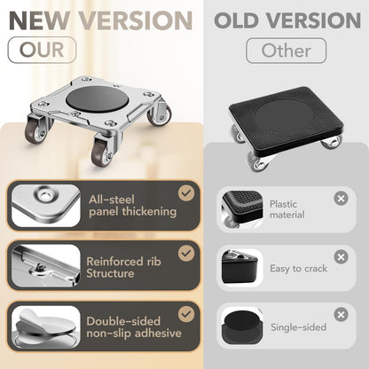 WOUOW Möbeltransportrollen Set 500kg – mit Parkfunktion