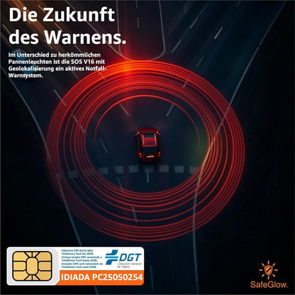 Safeglow V16 Warnleuchte DGT 3.0 mit SIM-Karte – LED-Notlicht