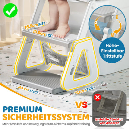 Orzbow Toilettensitz Kinder mit Treppe, faltbar, höhenverstellbar