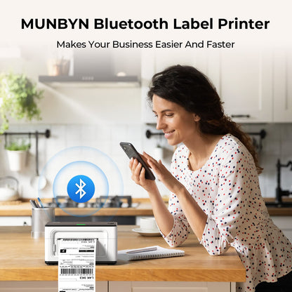 MUNBYN 941B Bluetooth Thermodrucker 4x6 Versand – Weiss