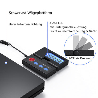 Nilpferd Paketwaage bis 50 kg mit klappbarem LCD-Wanddisplay