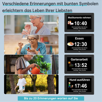 WallarGe Digitale Demenzuhr WSC701-B, 7-Zoll-Display, schwarz