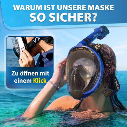 KAIMANA K005 Vollgesichts-Schnorchelmaske für Erwachsene & Kinder