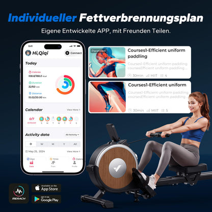 MERACH Rudergerät Selbstversorgend – App & Auto-Widerstand