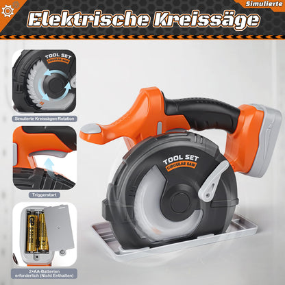 Vanplay Werkzeugkoffer Kinder, Werkzeugset mit Elektrowerkzeug