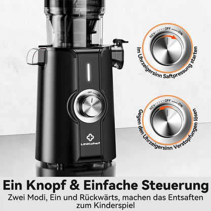 LINKChef Slow Juicer Kaltentsafter 115mm Öffnung - Schwarz 200W