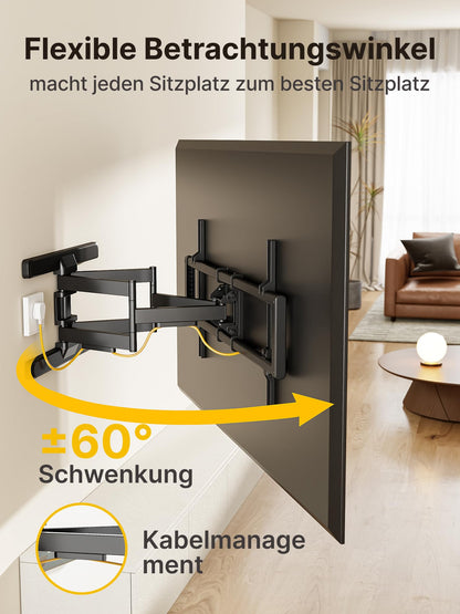 monTEK TV Wandhalterung – Schwenkbar, Neigbar, 43-95 Zoll bis 60kg