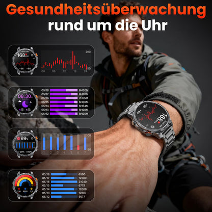 Haulvean Militär Smartwatch Herren mit 1000-mAh-Akku und HD-Display