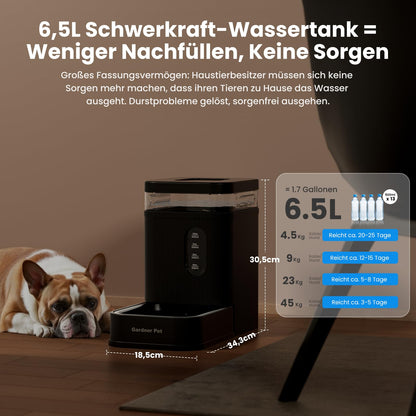 Gardner Pet Automatischer Wasserspender 6,5 L mit Edelstahlschüssel